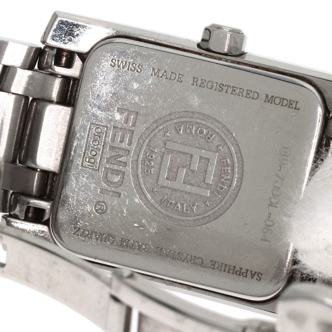 FENDI Watches Quartz 7000L Stainless Steel , Stainless Steel Silver Square face white dial Women Used Authentic