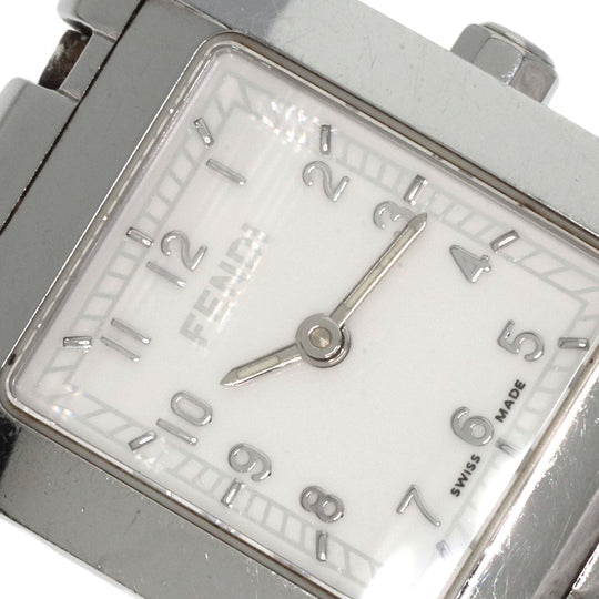 FENDI Watches Quartz 7000L Stainless Steel , Stainless Steel Silver Square face white dial Women Used Authentic