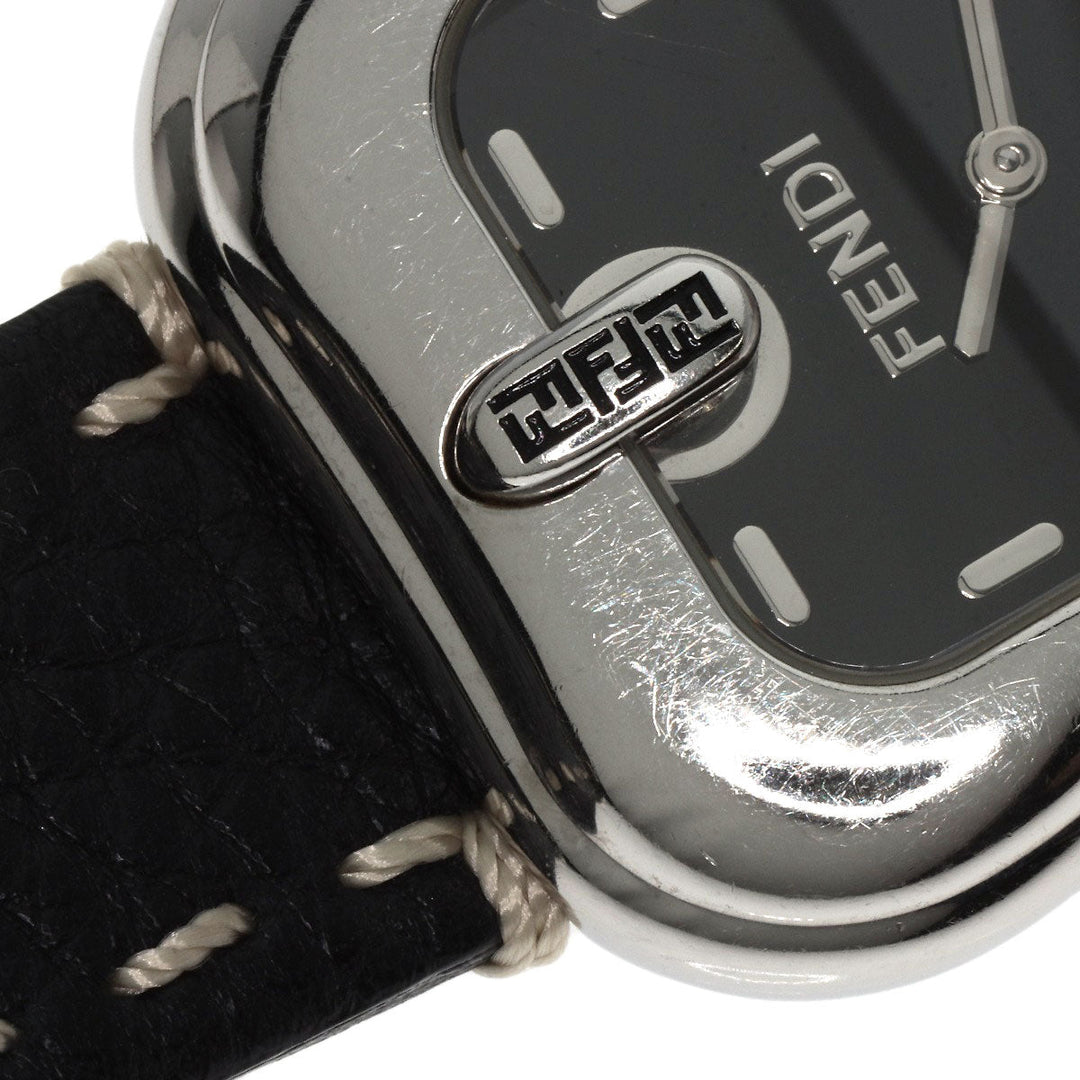 FENDI Watches Quartz 3800G Stainless Steel Silver Buckle motif black dial