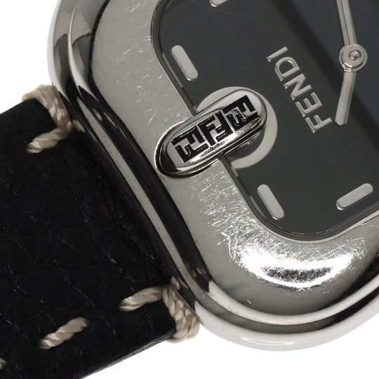 FENDI Watches Quartz 3800G Stainless Steel Silver Buckle motif black dial