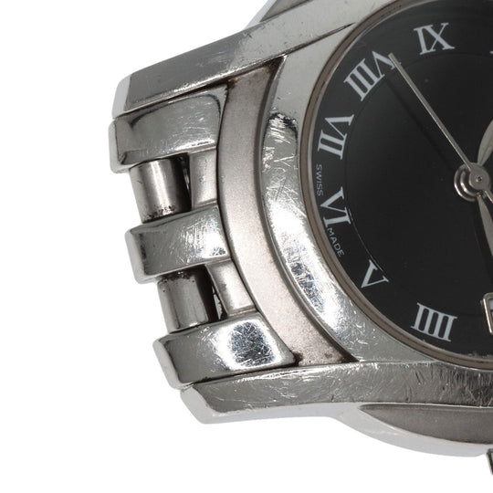 GUCCI Watches Quartz 5500L Stainless Steel , Stainless Steel Silver Round face black dial Women Used Authentic
