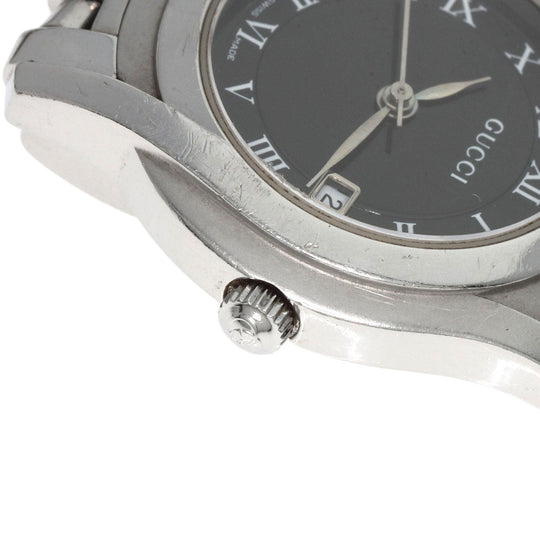 GUCCI Watches Quartz 5500L Stainless Steel , Stainless Steel Silver Round face black dial Women Used Authentic