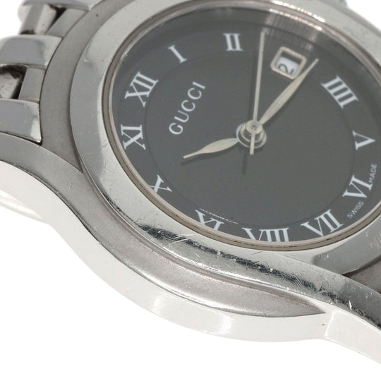 GUCCI Watches Quartz 5500L Stainless Steel , Stainless Steel Silver Round face black dial Women Used Authentic