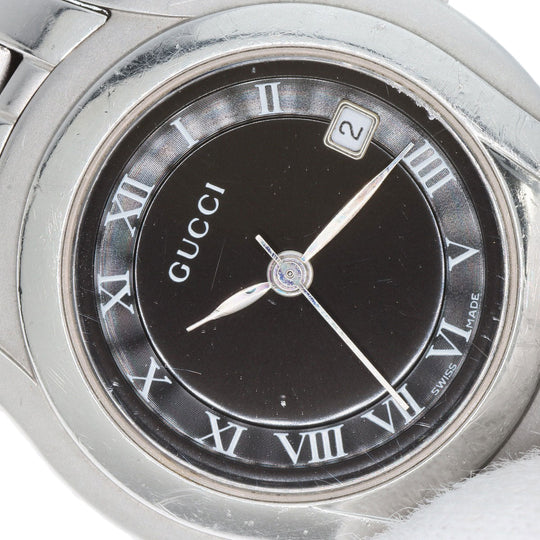 GUCCI Watches Quartz 5500L Stainless Steel , Stainless Steel Silver Round face black dial Women Used Authentic