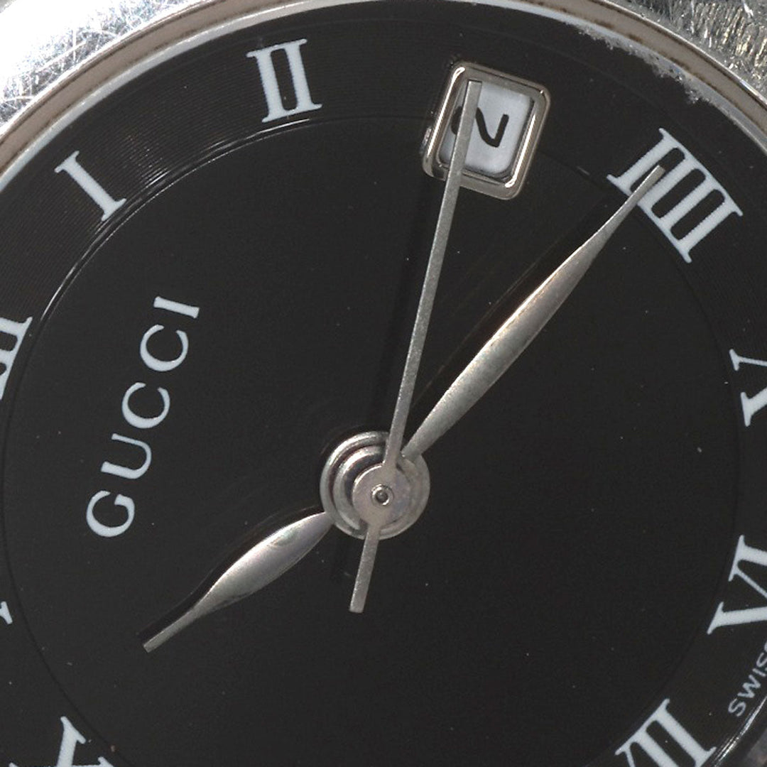 GUCCI Watches Quartz 5500L Stainless Steel , Stainless Steel Silver Round face black dial Women Used Authentic