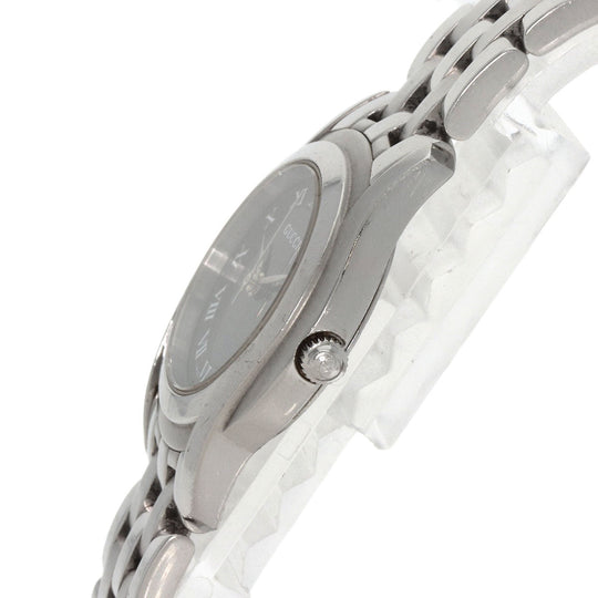 GUCCI Watches Quartz 5500L Stainless Steel , Stainless Steel Silver Round face black dial Women Used Authentic