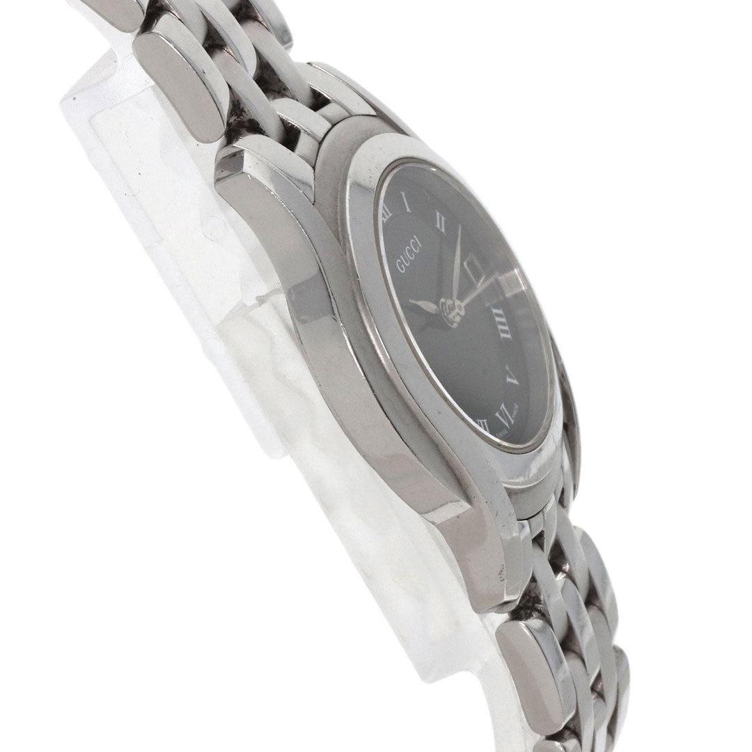 GUCCI Watches Quartz 5500L Stainless Steel , Stainless Steel Silver Round face black dial Women Used Authentic