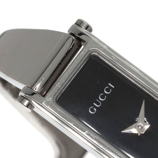 GUCCI Watches Quartz 1500L Stainless Steel , Stainless Steel Silver Square face black dial Women Used Authentic