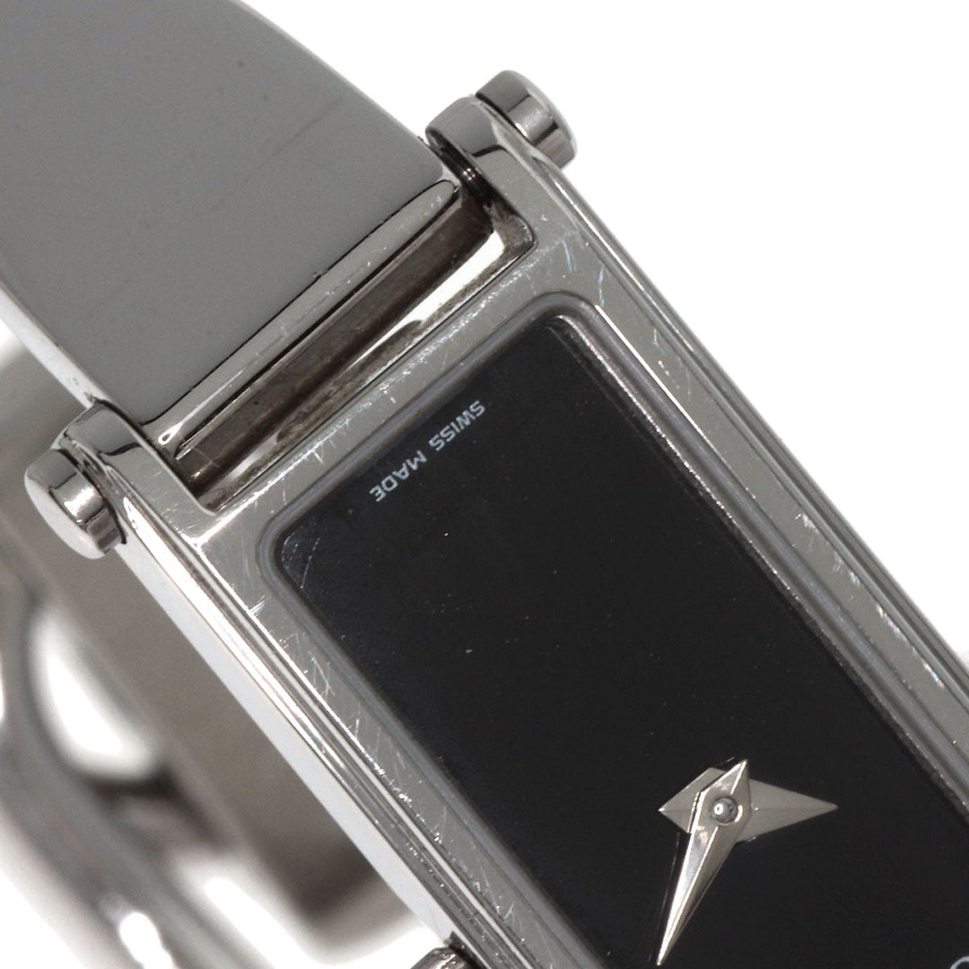 GUCCI Watches Quartz 1500L Stainless Steel , Stainless Steel Silver Square face black dial Women Used Authentic
