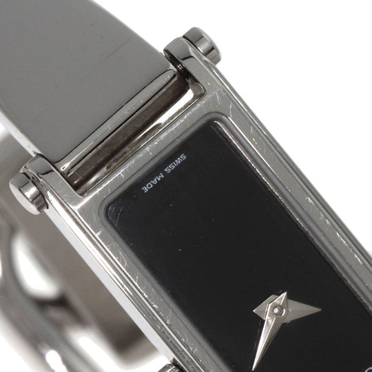 GUCCI Watches Quartz 1500L Stainless Steel , Stainless Steel Silver Square face black dial Women Used Authentic