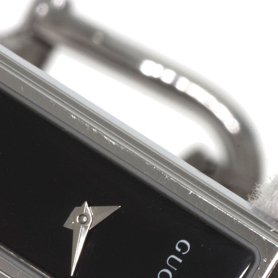 GUCCI Watches Quartz 1500L Stainless Steel , Stainless Steel Silver Square face black dial Women Used Authentic