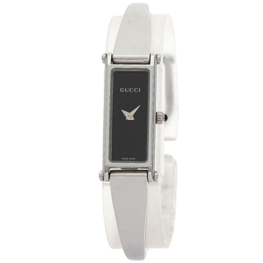 GUCCI Watches Quartz 1500L Stainless Steel , Stainless Steel Silver Square face black dial Women Used Authentic