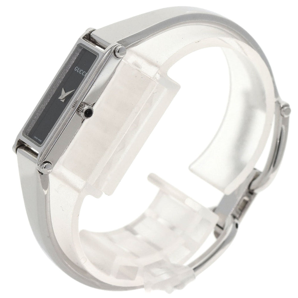 GUCCI Watches Quartz 1500L Stainless Steel , Stainless Steel Silver Square face black dial Women Used Authentic