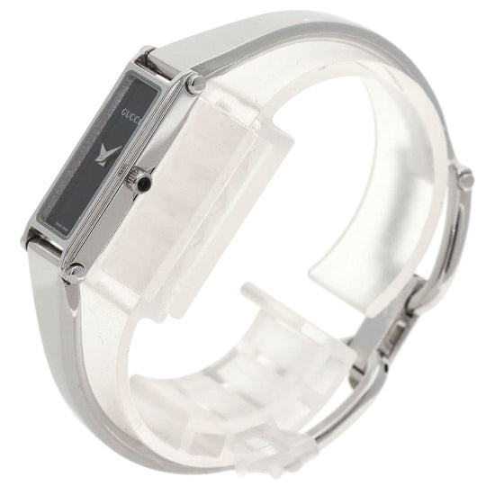 GUCCI Watches Quartz 1500L Stainless Steel , Stainless Steel Silver Square face black dial Women Used Authentic