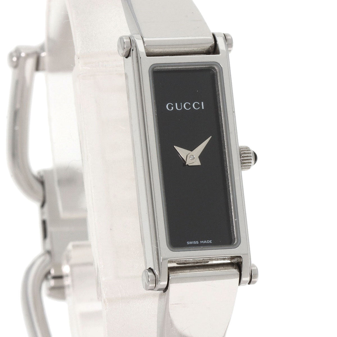 GUCCI Watches Quartz 1500L Stainless Steel , Stainless Steel Silver Square face black dial Women Used Authentic