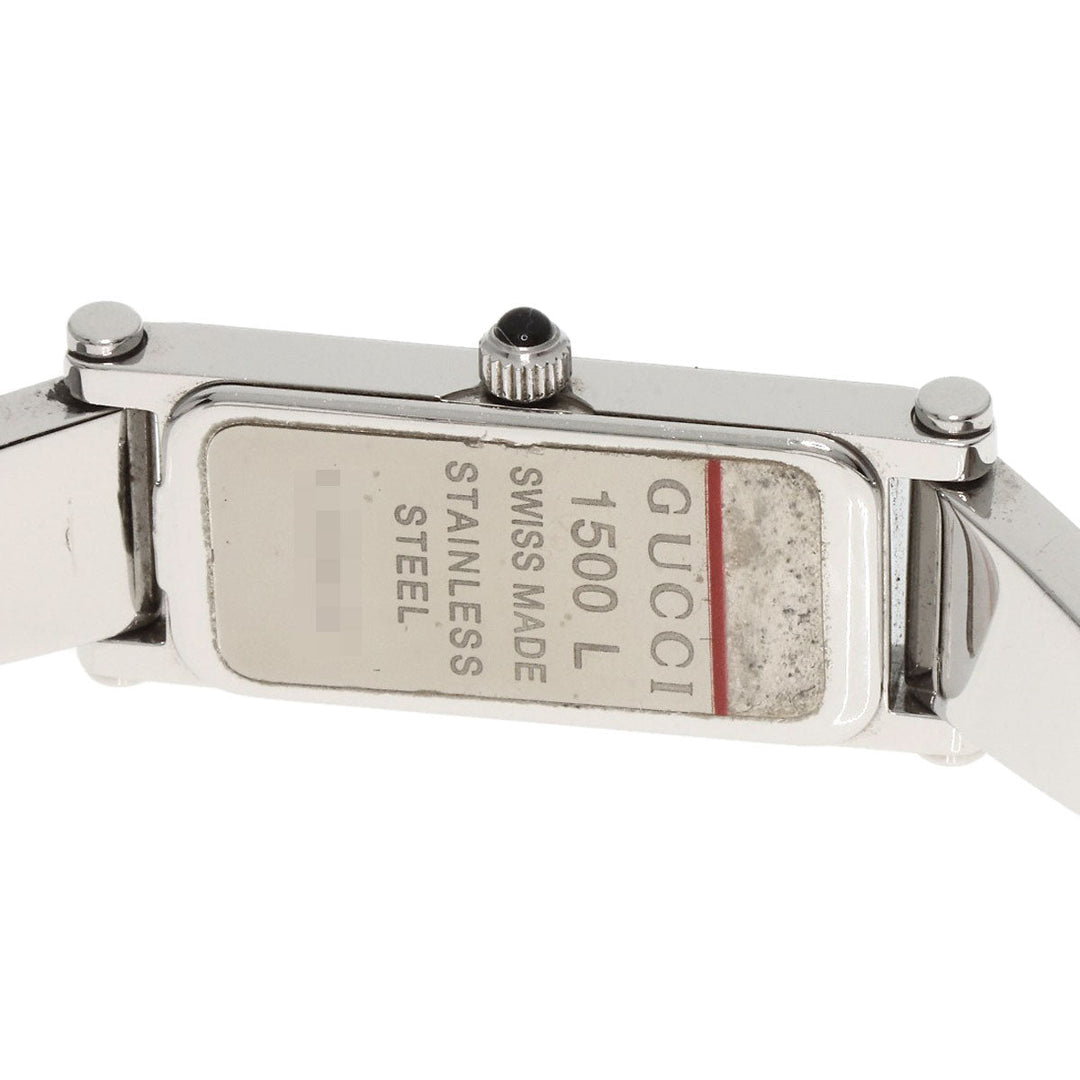 GUCCI Watches Quartz 1500L Stainless Steel , Stainless Steel Silver Square face black dial Women Used Authentic