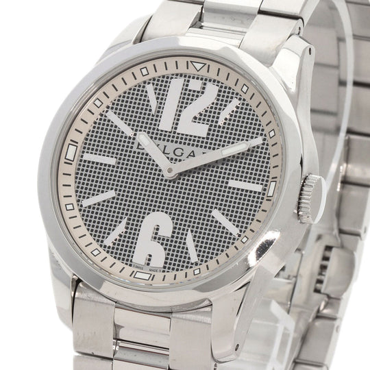 BVLGARI Watches Quartz ST37SS Stainless Steel , Stainless Steel Silver Solo tempo Silver dial mens Used Authentic