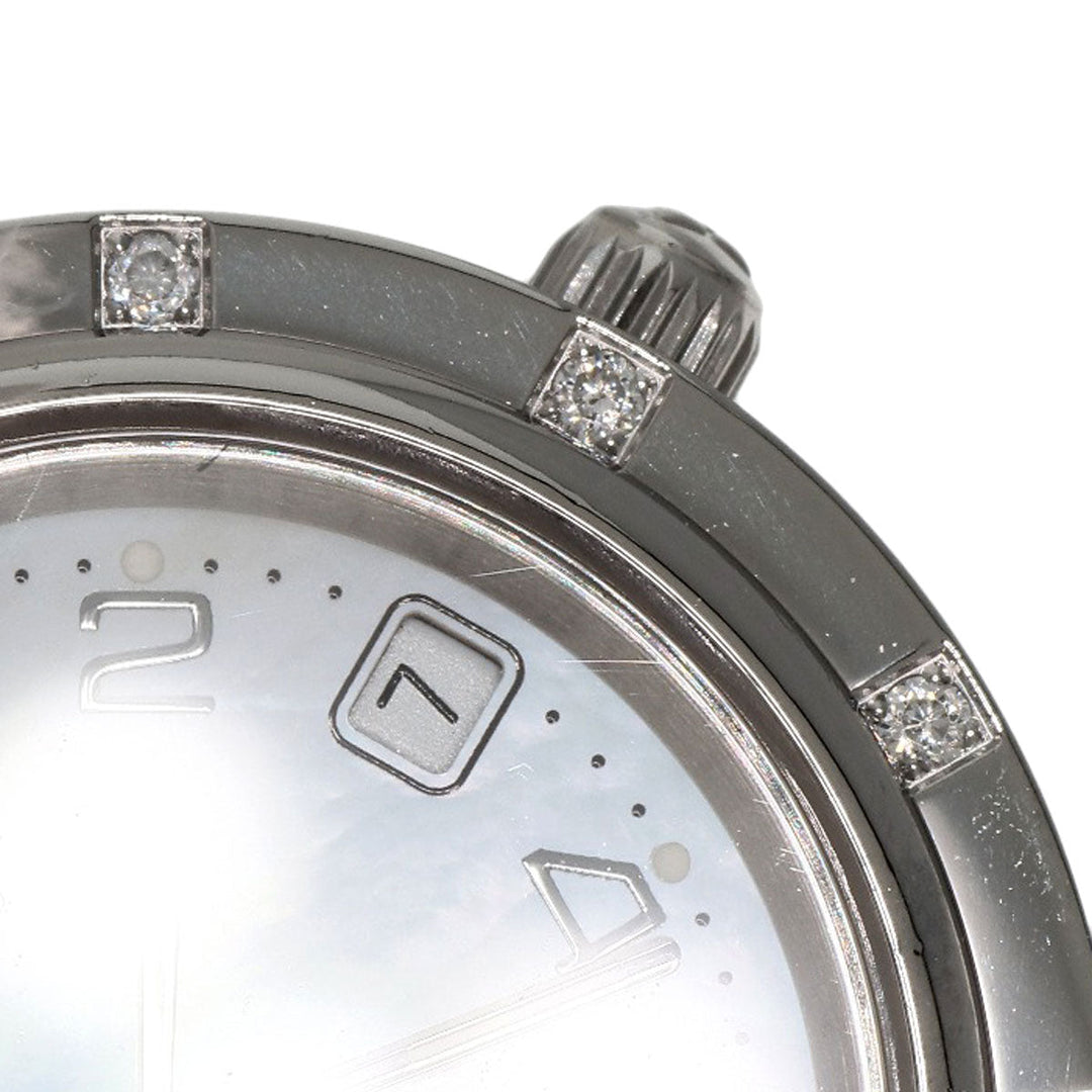 HERMES Watches Quartz CL4.230 Stainless Steel, SSxDiamond Silver Clipper Nacre Diamond White shell dial Women Used Authentic