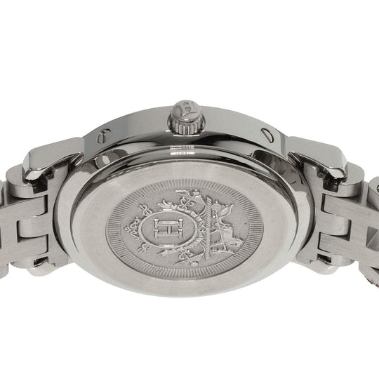 HERMES Watches Quartz CL4.230 Stainless Steel, SSxDiamond Silver Clipper Nacre Diamond White shell dial Women Used Authentic