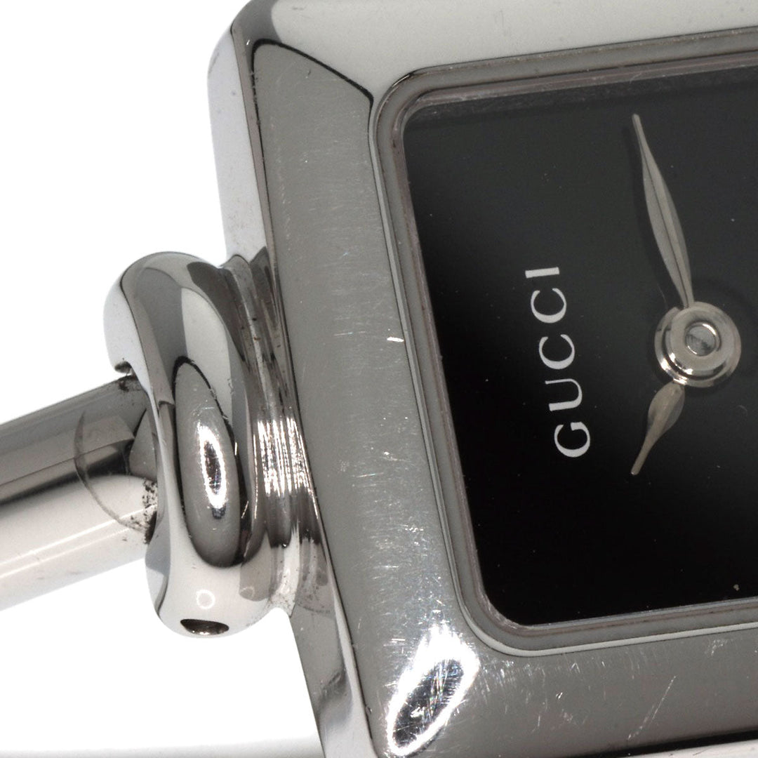 GUCCI Watches Quartz 1900L Stainless Steel , Stainless Steel Silver Square face black dial Women Used Authentic