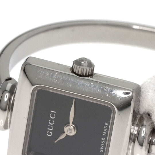 GUCCI Watches Quartz 1900L Stainless Steel , Stainless Steel Silver Square face black dial Women Used Authentic