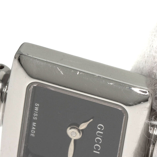 GUCCI Watches Quartz 1900L Stainless Steel , Stainless Steel Silver Square face black dial Women Used Authentic
