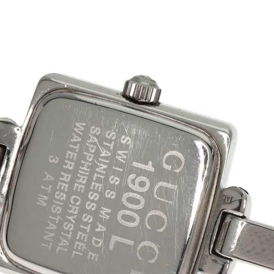 GUCCI Watches Quartz 1900L Stainless Steel , Stainless Steel Silver Square face black dial Women Used Authentic