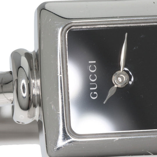 GUCCI Watches Quartz 1900L Stainless Steel , Stainless Steel Silver Square face black dial Women Used Authentic