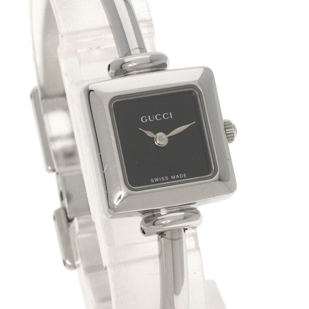 GUCCI Watches Quartz 1900L Stainless Steel , Stainless Steel Silver Square face black dial Women Used Authentic
