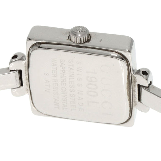 GUCCI Watches Quartz 1900L Stainless Steel , Stainless Steel Silver Square face black dial Women Used Authentic