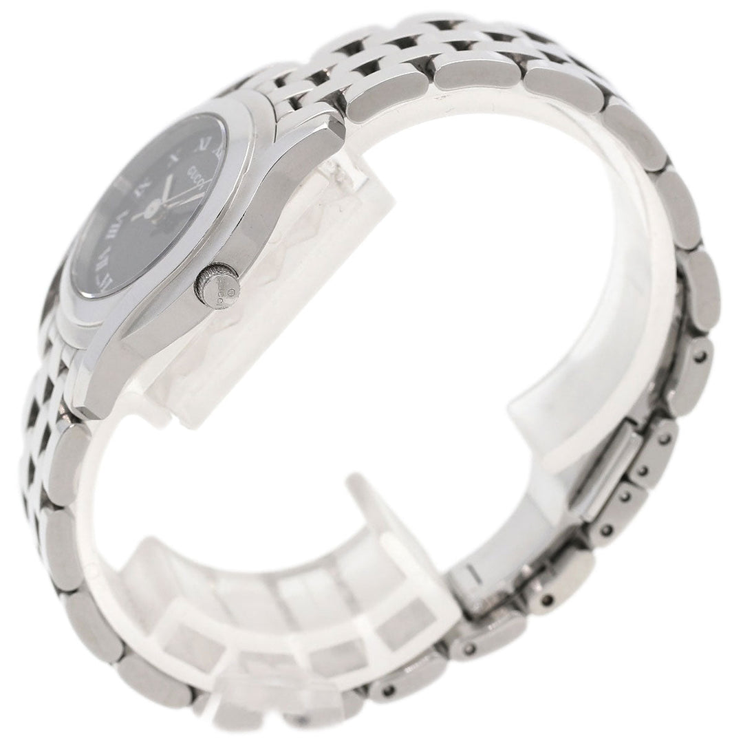 GUCCI Watches Quartz 5500L Stainless Steel , Stainless Steel Silver Round face black dial Women Used Authentic