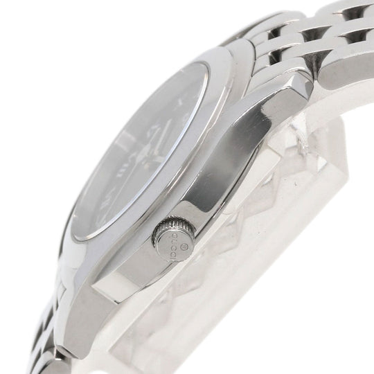 GUCCI Watches Quartz 5500L Stainless Steel , Stainless Steel Silver Round face black dial Women Used Authentic