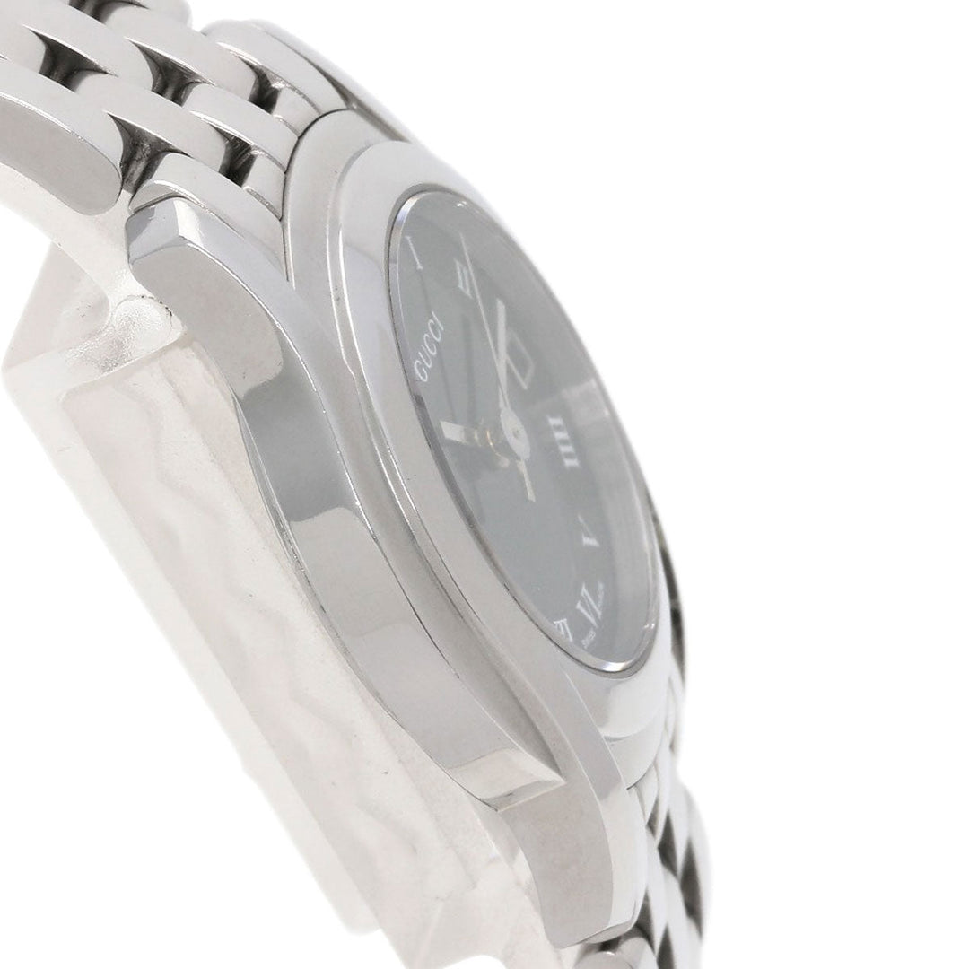 GUCCI Watches Quartz 5500L Stainless Steel , Stainless Steel Silver Round face black dial Women Used Authentic