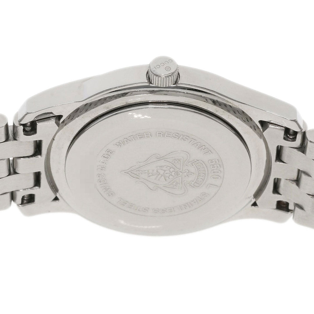 GUCCI Watches Quartz 5500L Stainless Steel , Stainless Steel Silver Round face black dial Women Used Authentic