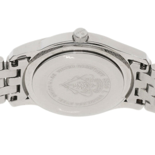 GUCCI Watches Quartz 5500L Stainless Steel , Stainless Steel Silver Round face black dial Women Used Authentic