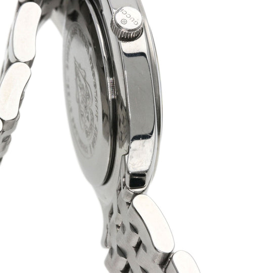 GUCCI Watches Quartz 5500L Stainless Steel , Stainless Steel Silver Round face black dial Women Used Authentic