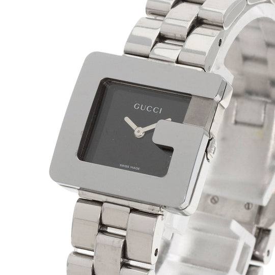 GUCCI Watches Quartz 3600L Stainless Steel , Stainless Steel Silver Square face black dial Women Used Authentic