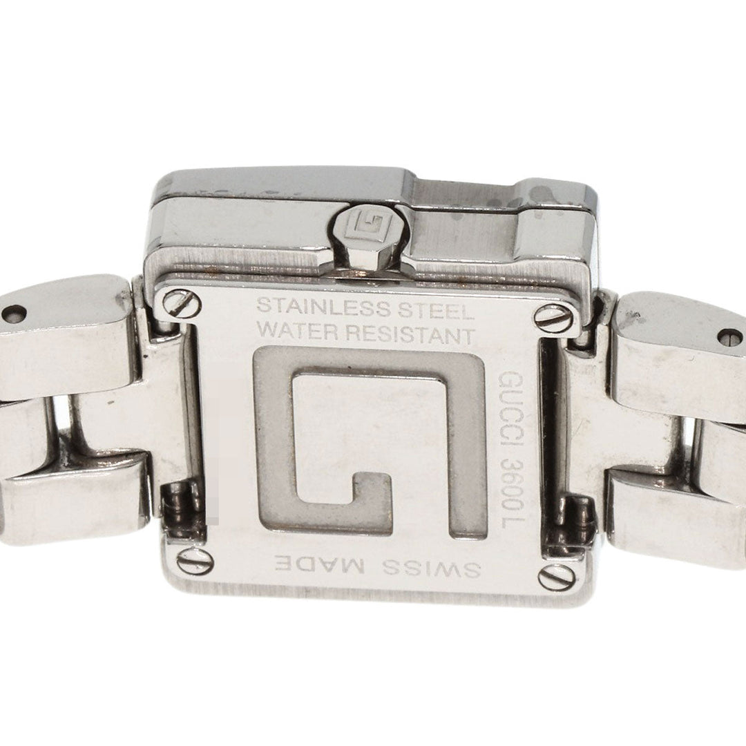 GUCCI Watches Quartz 3600L Stainless Steel , Stainless Steel Silver Square face black dial Women Used Authentic