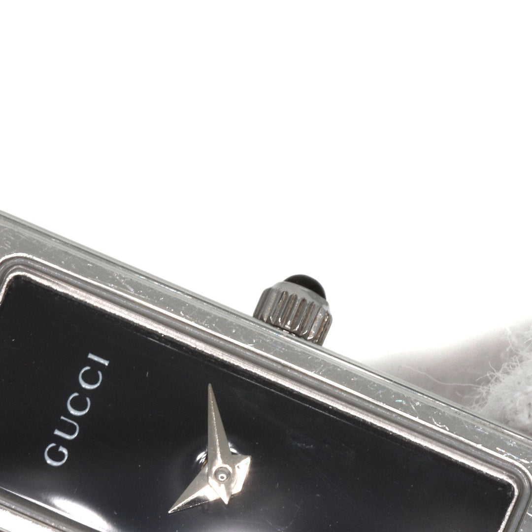 GUCCI Watches Quartz 1500L Stainless Steel , Stainless Steel Silver Square face black dial Women Used Authentic