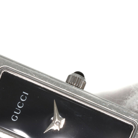GUCCI Watches Quartz 1500L Stainless Steel , Stainless Steel Silver Square face black dial Women Used Authentic