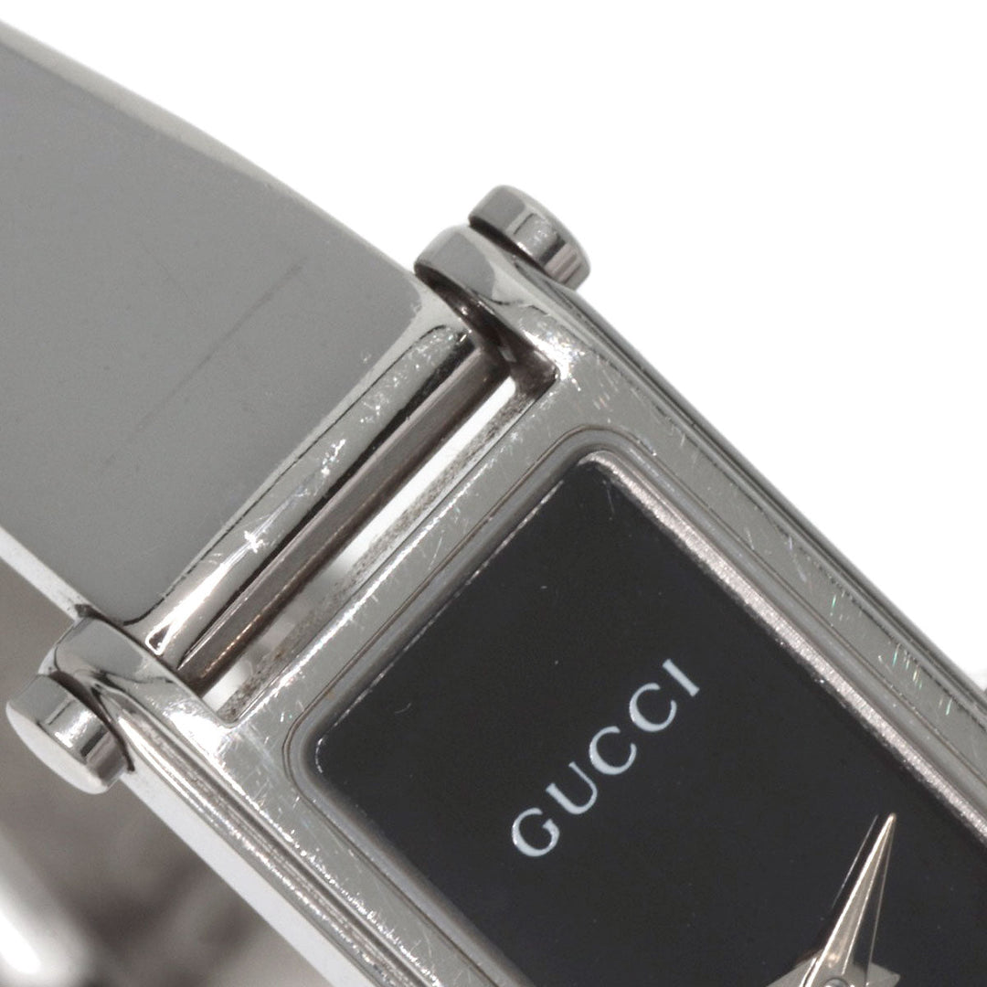 GUCCI Watches Quartz 1500L Stainless Steel , Stainless Steel Silver Square face black dial Women Used Authentic