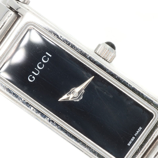 GUCCI Watches Quartz 1500L Stainless Steel , Stainless Steel Silver Square face black dial Women Used Authentic