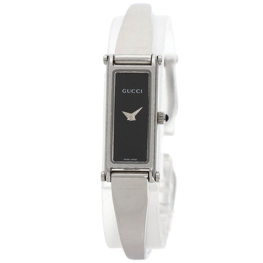 GUCCI Watches Quartz 1500L Stainless Steel , Stainless Steel Silver Square face black dial Women Used Authentic
