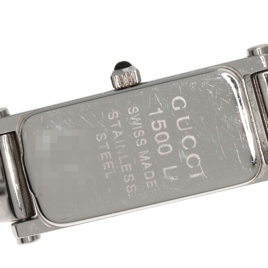 GUCCI Watches Quartz 1500L Stainless Steel , Stainless Steel Silver Square face black dial Women Used Authentic