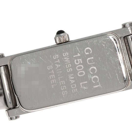 GUCCI Watches Quartz 1500L Stainless Steel , Stainless Steel Silver Square face black dial Women Used Authentic