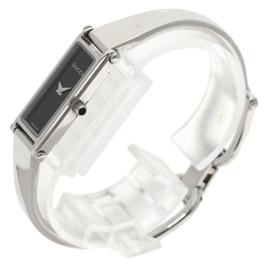 GUCCI Watches Quartz 1500L Stainless Steel , Stainless Steel Silver Square face black dial Women Used Authentic