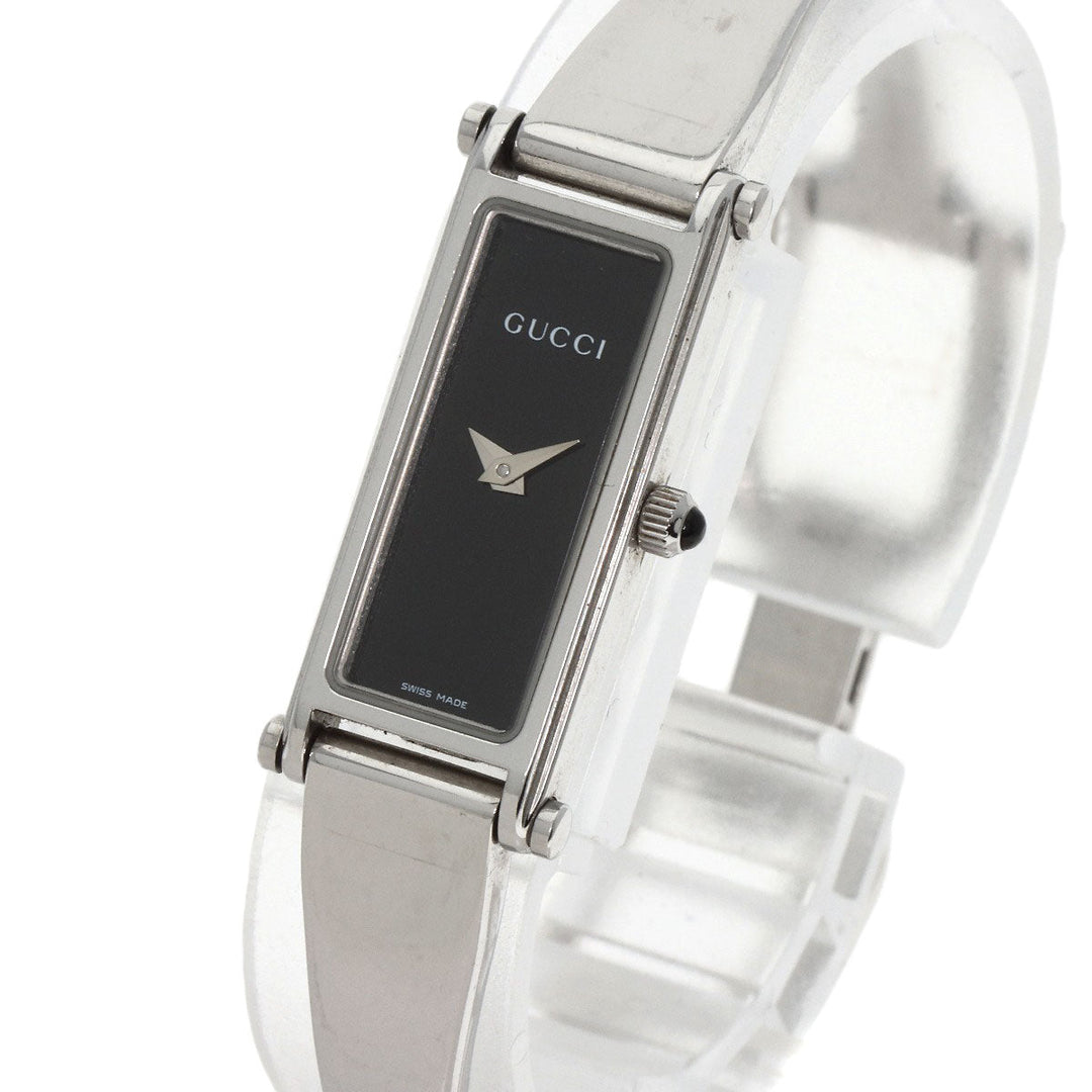 GUCCI Watches Quartz 1500L Stainless Steel , Stainless Steel Silver Square face black dial Women Used Authentic