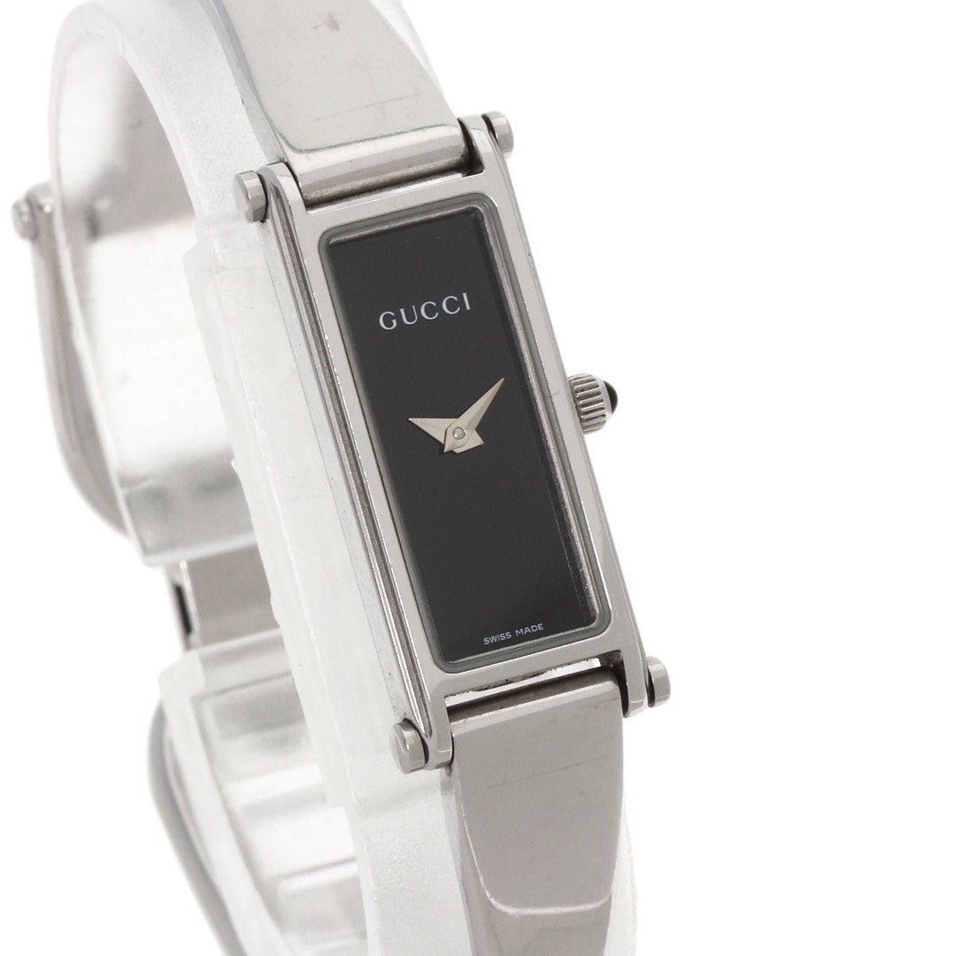 GUCCI Watches Quartz 1500L Stainless Steel , Stainless Steel Silver Square face black dial Women Used Authentic