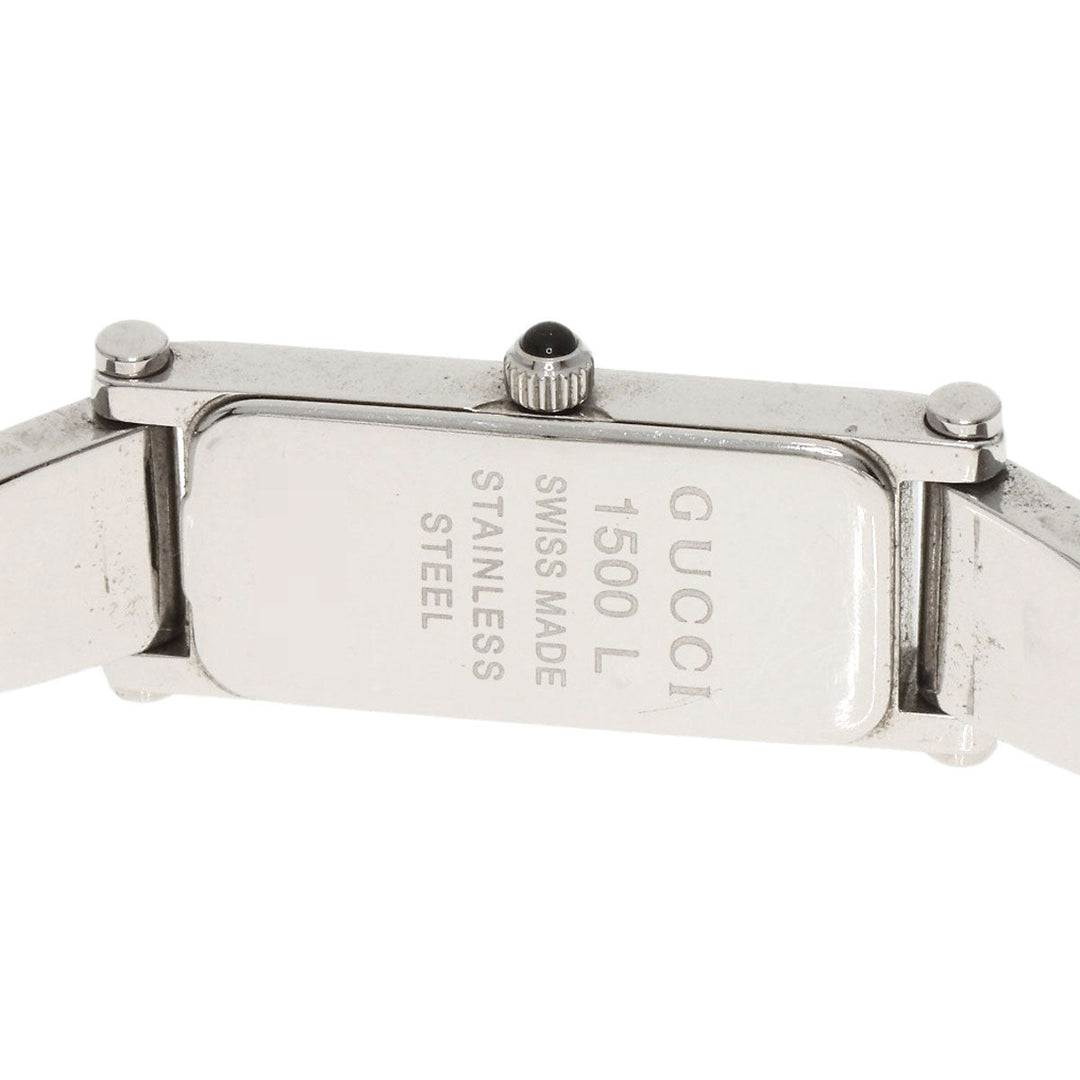 GUCCI Watches Quartz 1500L Stainless Steel , Stainless Steel Silver Square face black dial Women Used Authentic