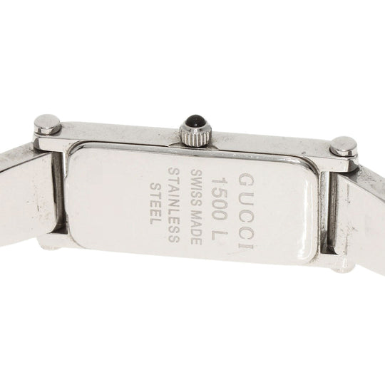 GUCCI Watches Quartz 1500L Stainless Steel , Stainless Steel Silver Square face black dial Women Used Authentic